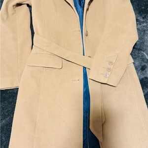 H&M Tan Coat with Navy Lining